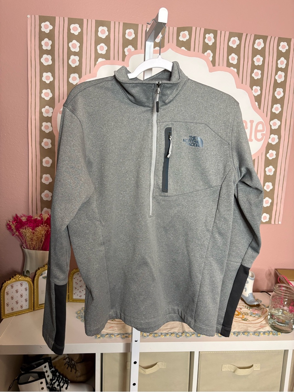 The North Face Men’s Heather Gray Half-Zip Pullover